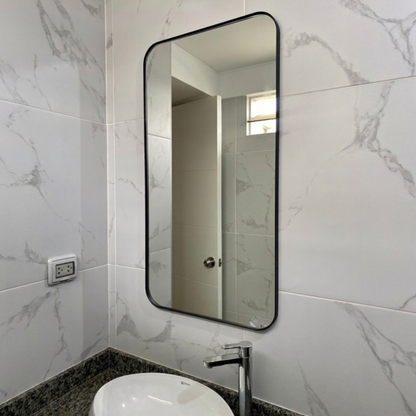 Espejo Rectangular Negro para Baño 60x80cm | Marco Metal | WellHome