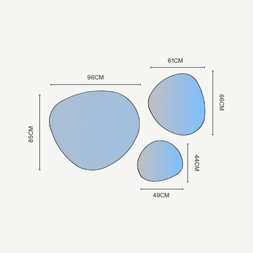 Espejo Decorativo de Pared Forma Orgánica con Marco Negro | Set de 3 Espejos Asimétricos