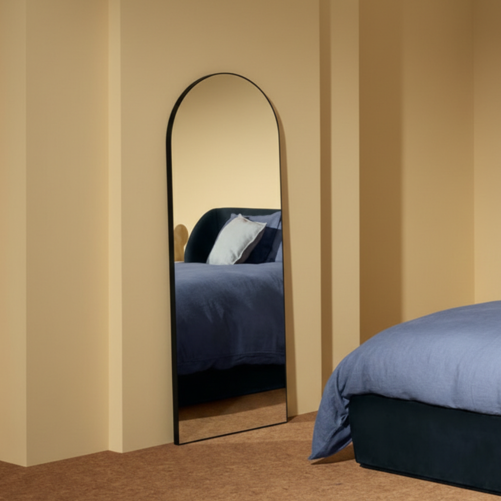 Espejo Arco Cuerpo Entero 170x65cm | Marco Metal Negro Mate | Stock Lima | WellHome