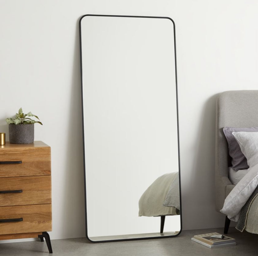 Espejo de Cuerpo Entero 180x80cm | Marco Metal Negro Pintado al Horno | WellHome